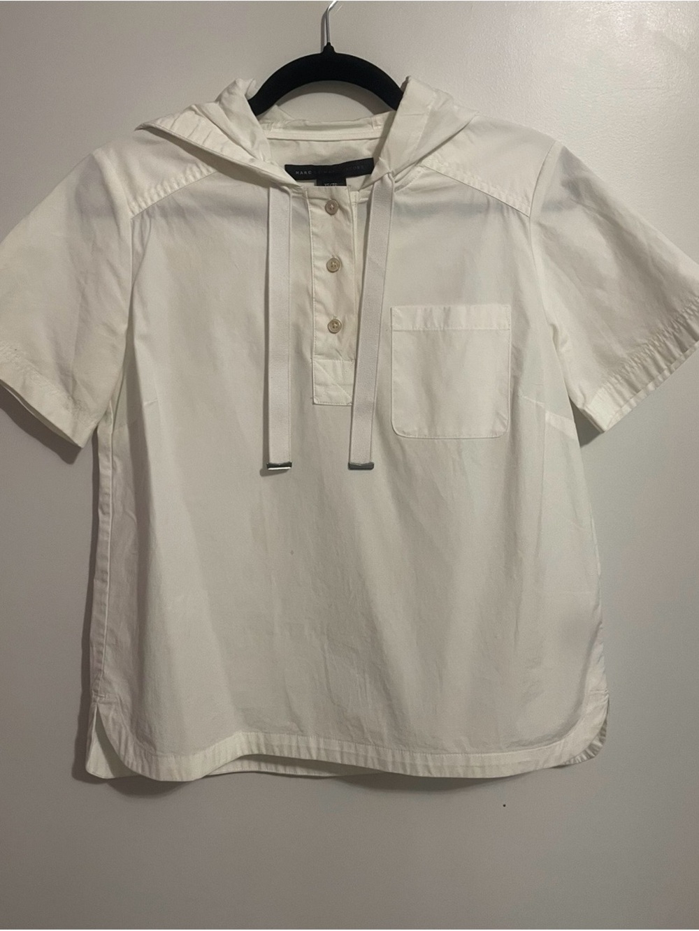 Marc Jacob’s Short-Sleeve Hooded Shirt in White